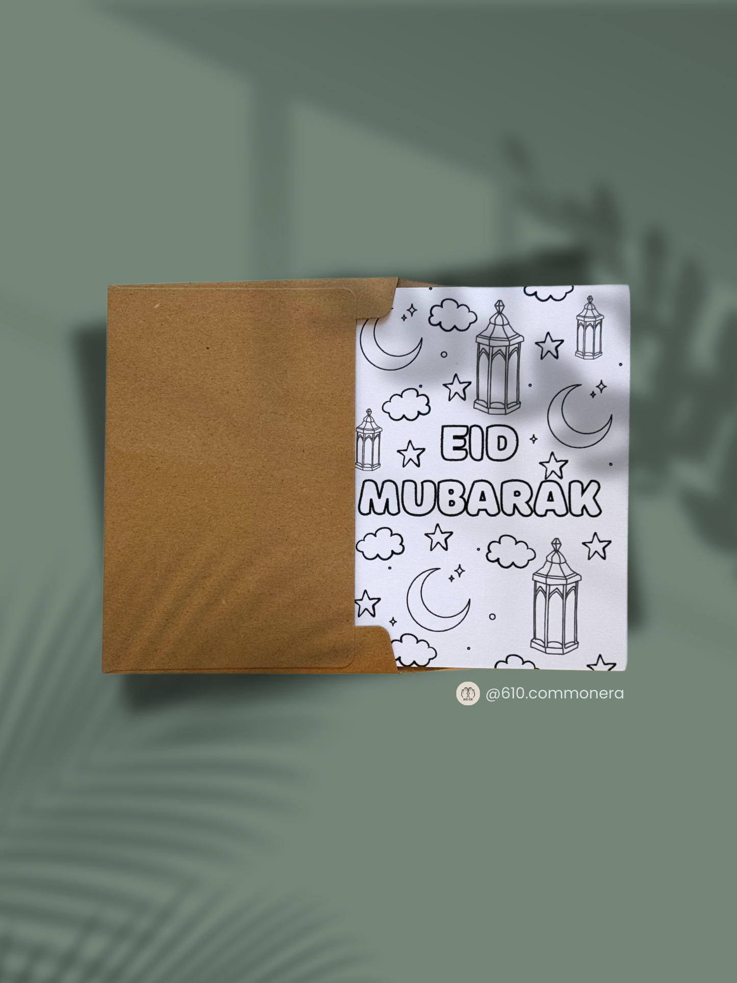 Eid Mubarak DIY Coloring Greeting Card: Made by You!