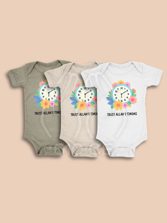 Trust Allah's Timing - Mini Muslim Short Sleeve Onesie